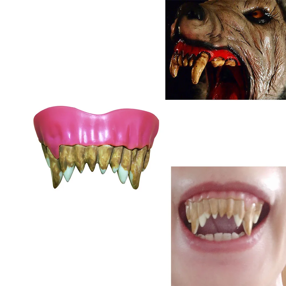 Denti Horror di carnevale protesi di zombie per feste di Halloween con pasta termoplastica modellabile inclusa, posticci per feste, halloween