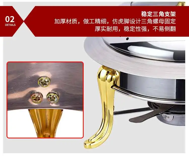 stainless steel hotpot set mini hotpot pot holder tempered glass lid 30cm gold silver Chafing Dish Buffet pan Food Tray Warmer