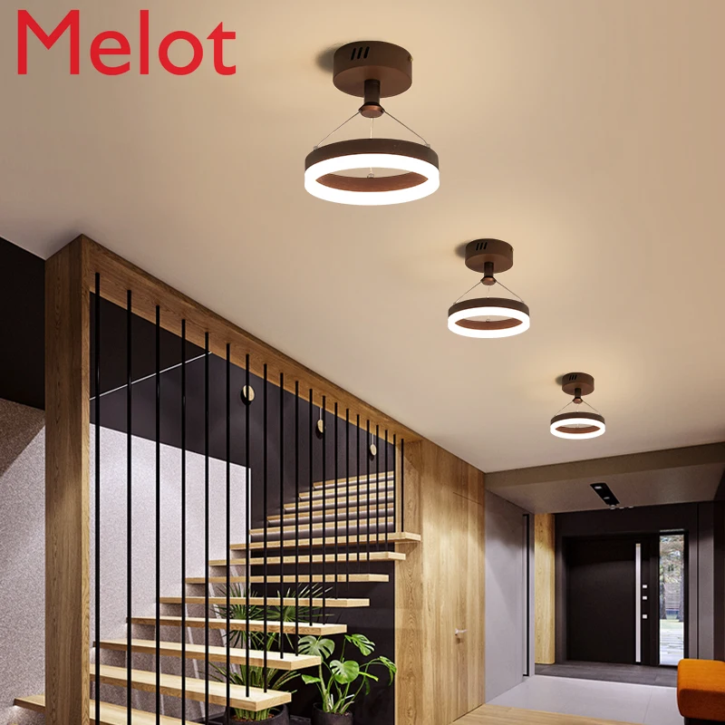 High-End Corridor Light Luxurious and Simple Modern LED Ceiling Light Golden Creative round Cloakroom Balcony Light