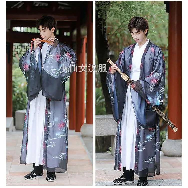 Men Hanfu Chinese Ancient Traditional Clothing Han Dynasty Swordsman Male Hanfu Robe Cosplay Costume Carnival Party Dress