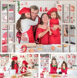 Kitchen Cupboard Christmas Party Festival Decor Interior Photocall Photography Background Wood Wall Family Party Photo Backdrop