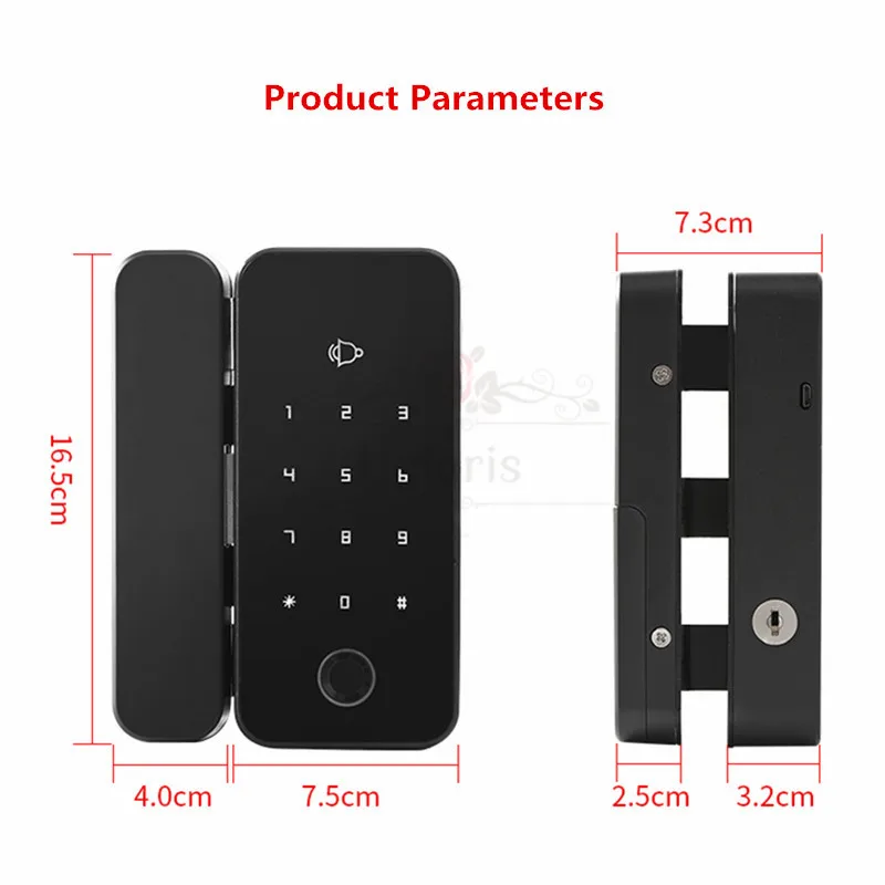 Smart Glass Door Biometric Fingerprint Lock Attendance Manage Bluetooth APP Remote Control Key,Code,Card,Phone NFC For Office