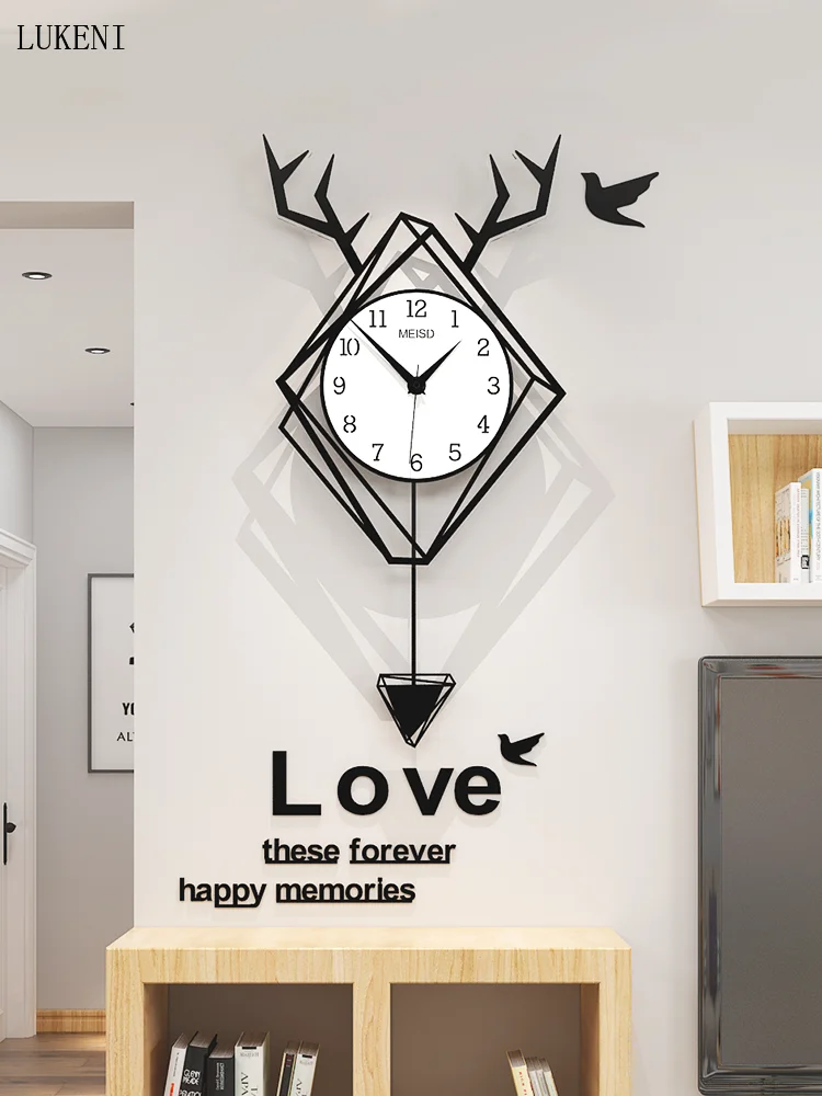 Nordic Antler Clock Wall Clock Living Room Home Fashion Creative Art Clock Inside Modern Decoration Table