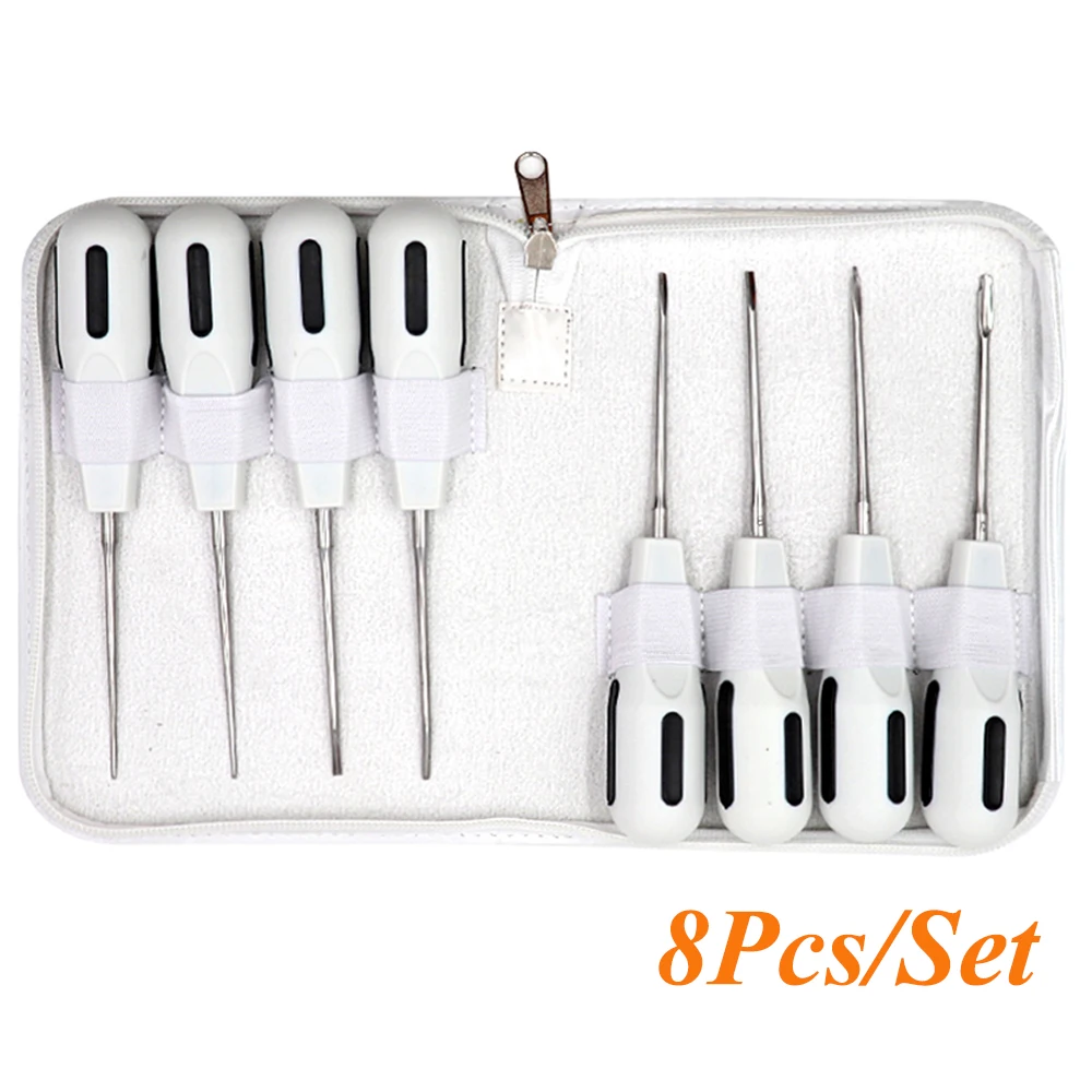 

8Pcs Dental Extracting Apical Root Elevator Stainless Steel Surgical Luxating Lift Elevator Plastic Handle Dental Instruments