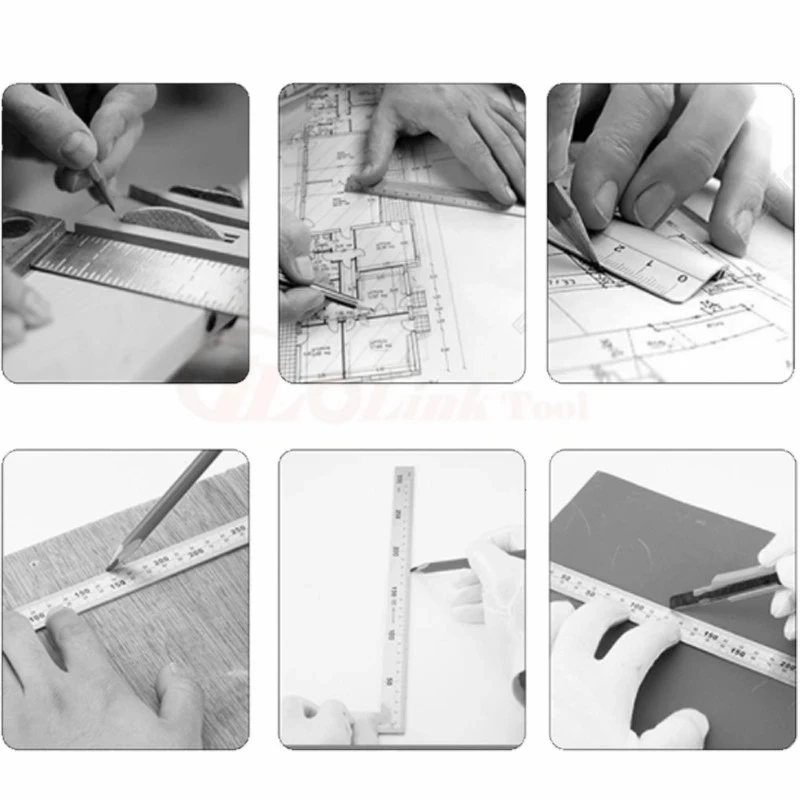 Right angle 90 Turning ruler Woodworking ruler Steel turning ruler measuring tools gauge Aluminum alloy square ruler