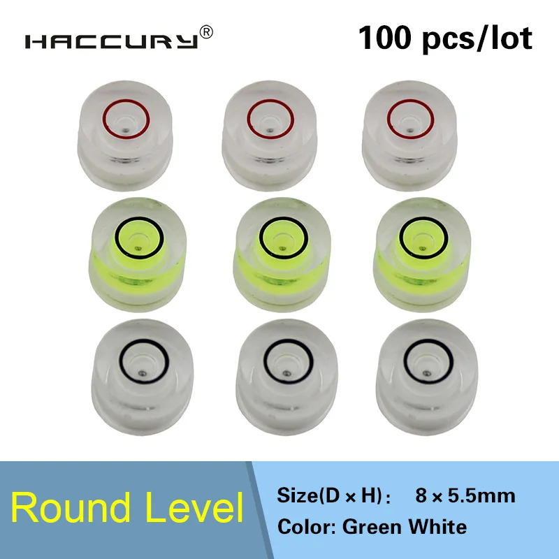 

100pcs HACCURY Super Mini Spirit Level Bubble Circular bubble level beads size 8*5.5mm White Green Color