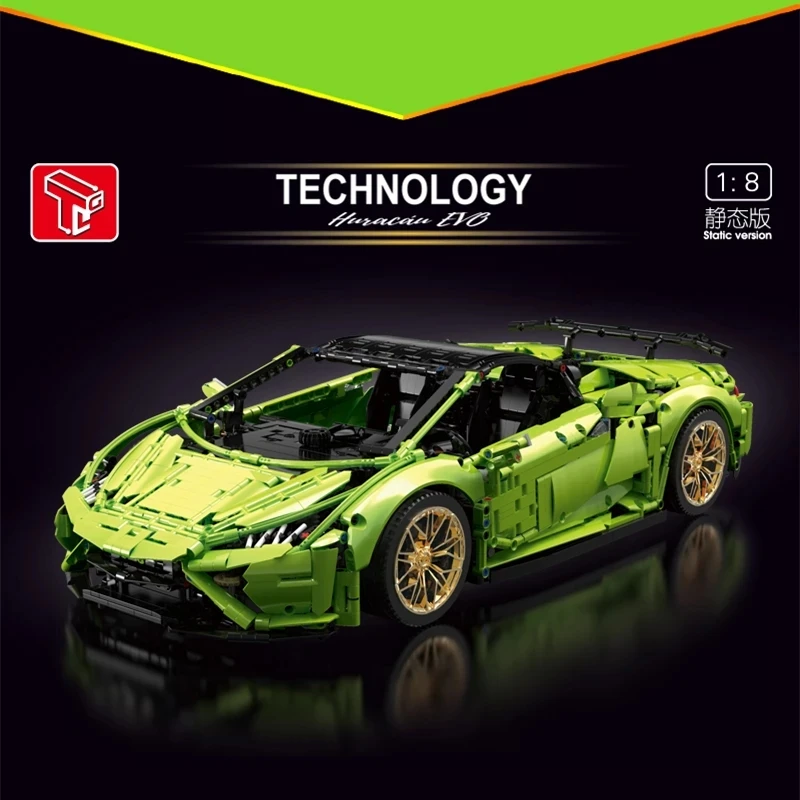 In magazzino simulazione High-Tech MOC C63 Lambo Huracan EV F12 1:8 auto da corsa blocchi di costruzione mattoni giocattoli per ragazzo bambini