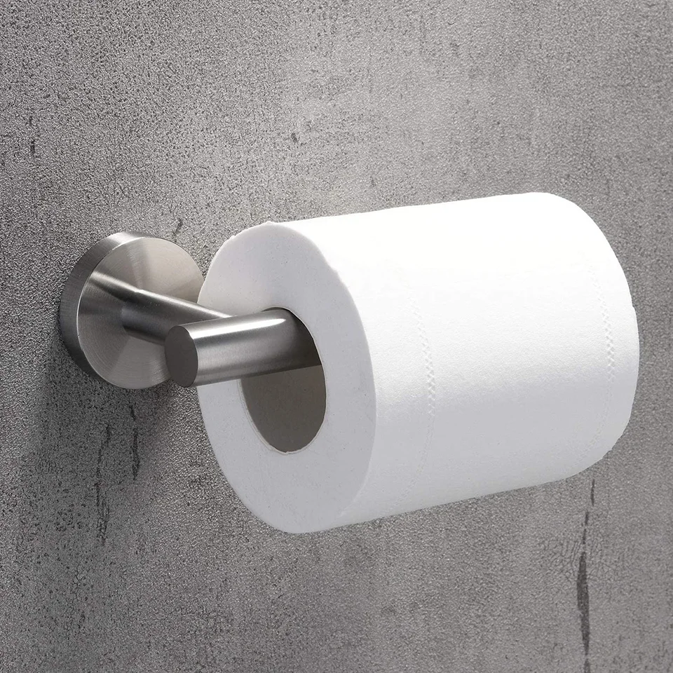 Round Bathroom Accessories Stainless Steel Brushed Toilet Paper Holder Towel Ring Robe Hook Towel Rail Bar Bathroom Hardware