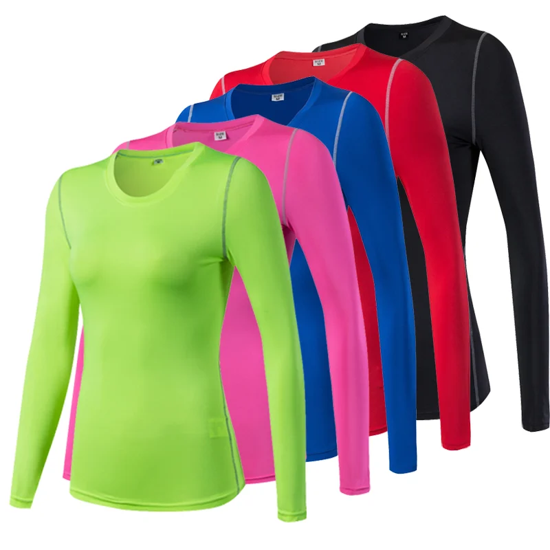 Women's Tight Training Long Sleeve Top, Exercise Fitness Yoga T-Shirt, Moisture Wicking, Bottom Running, New