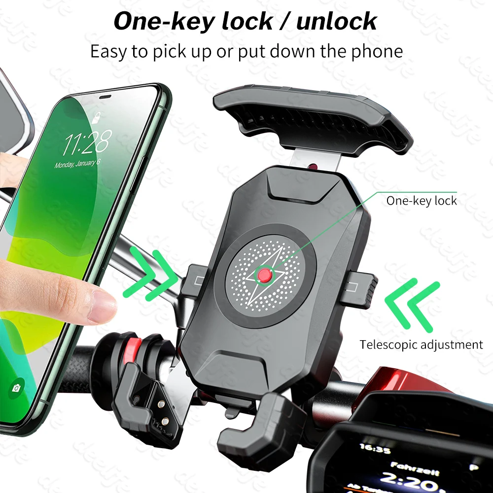 Deelife Support de téléphone pour moto chargeurs sans fil pour Support de téléphone pour moto Support de téléphone portable Support de Smartphone Mobile