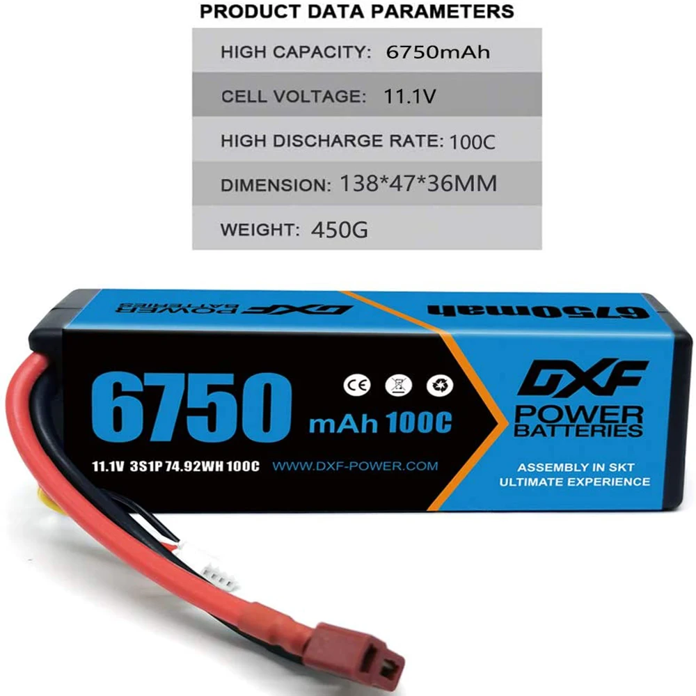 Dxf Hardcase Batterij Lipo 3S 11.1V 5200Mah 6750Mah Voor Rc Auto Vliegtuig Helicopter Drone Auto boot Truck Controle Speelgoed