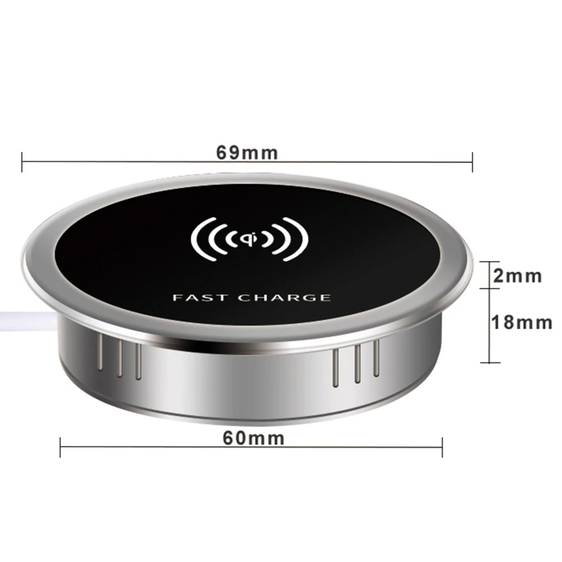 15W Quick Charger 3.0 Built in Desktop Device Fast Wireless Charger Embedded Charger