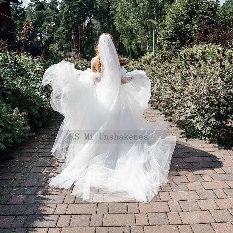 Vestidos de novia Vintage bohemios, Vestidos de novia de encaje bohemios de hadas, abullonados, vestido de novia de manga larga desmontable, Vestidos de playa 2022