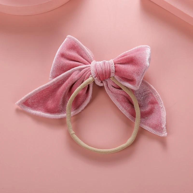 Korea Hair Bow Velvet Turban Headbands For Girls Scrunchie Solid Color Bow Knot Hair Bands For Baby Girls Cute Accessories 2022