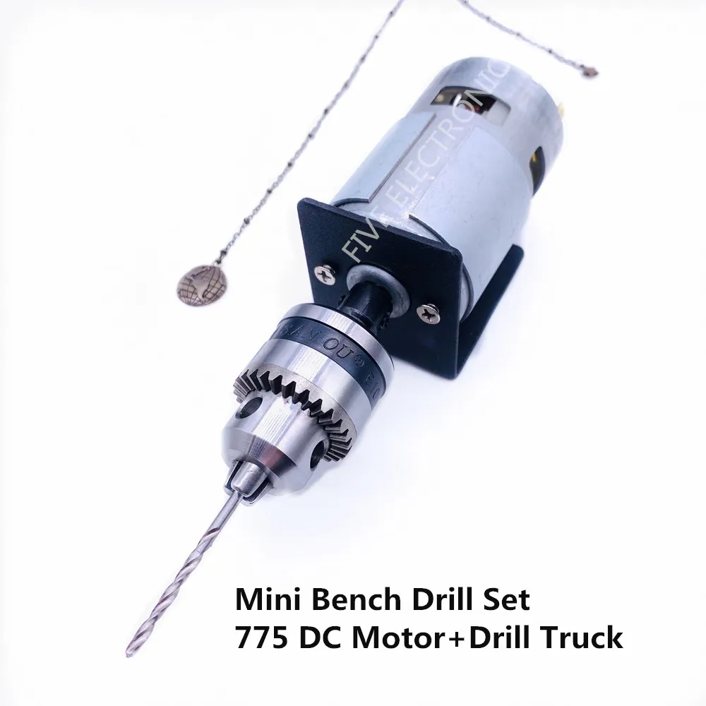 12V/24V Mini Bench Drill Set 775 DC Motor+JT0/B10/B12 Drill Truck With Holder For DIY Hand Drill Slotting Auger Bit/Twist Drill