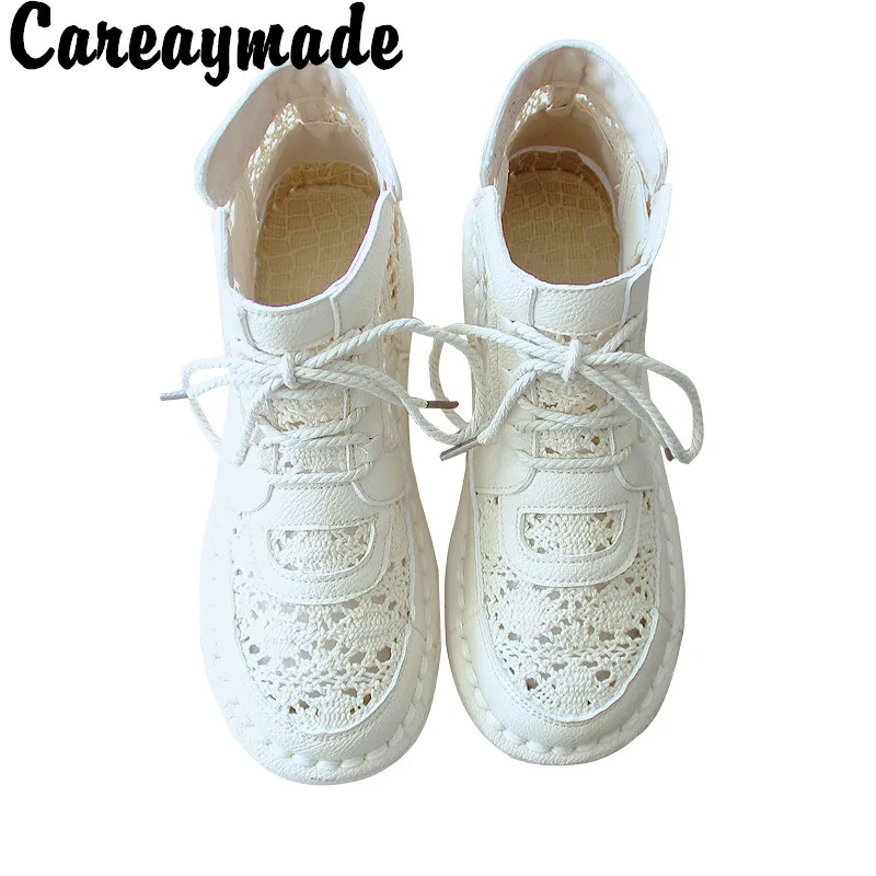 Careaymade-stivali a rete in pelle di mucca e canapa, sandali letterari da donna, suola vintage super morbida comode scarpe da donna traspiranti