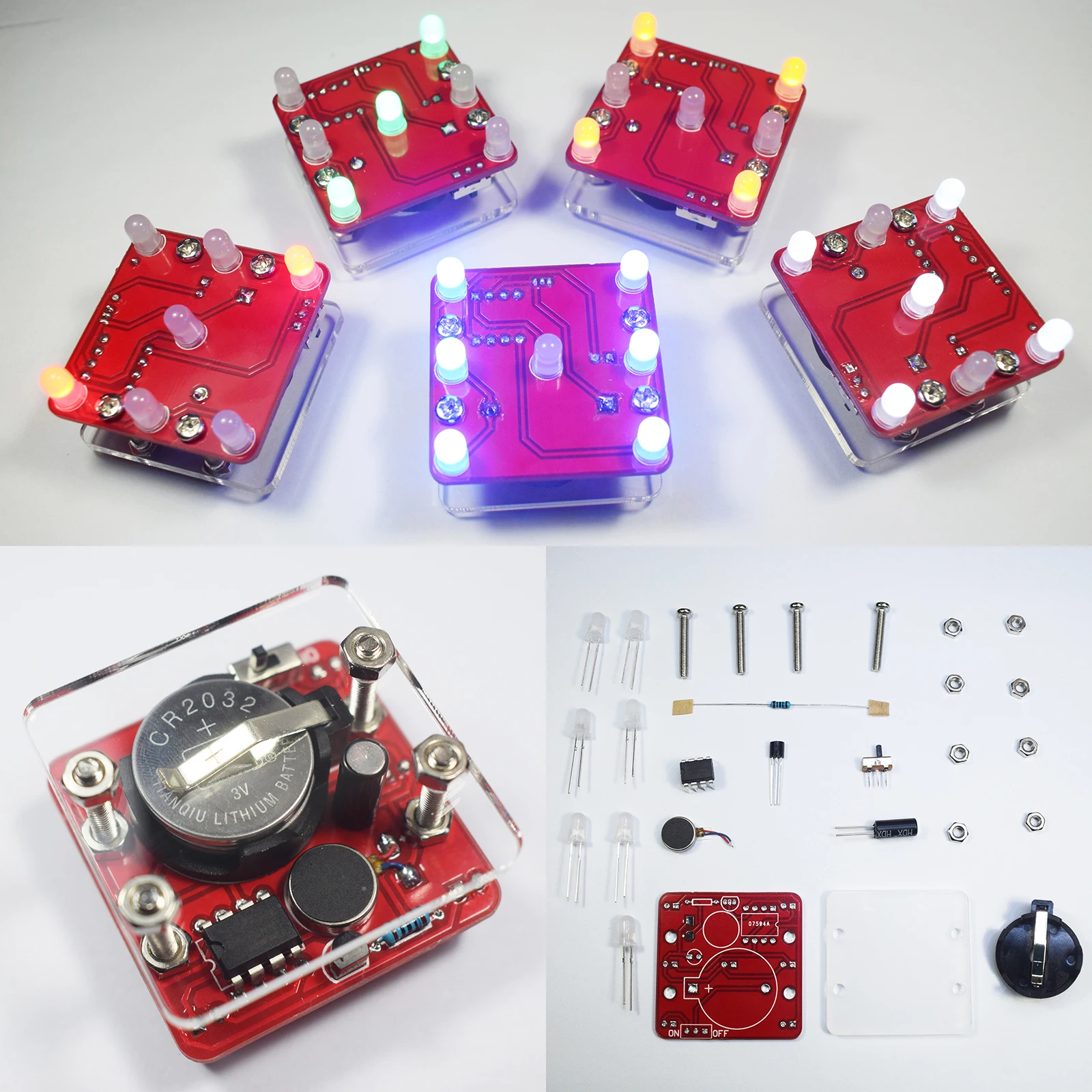 DIY Funny Electronic Swing Shaking LED Dic Kit With Small Vibration Motor Beginners Starter Maker Kit for Kids