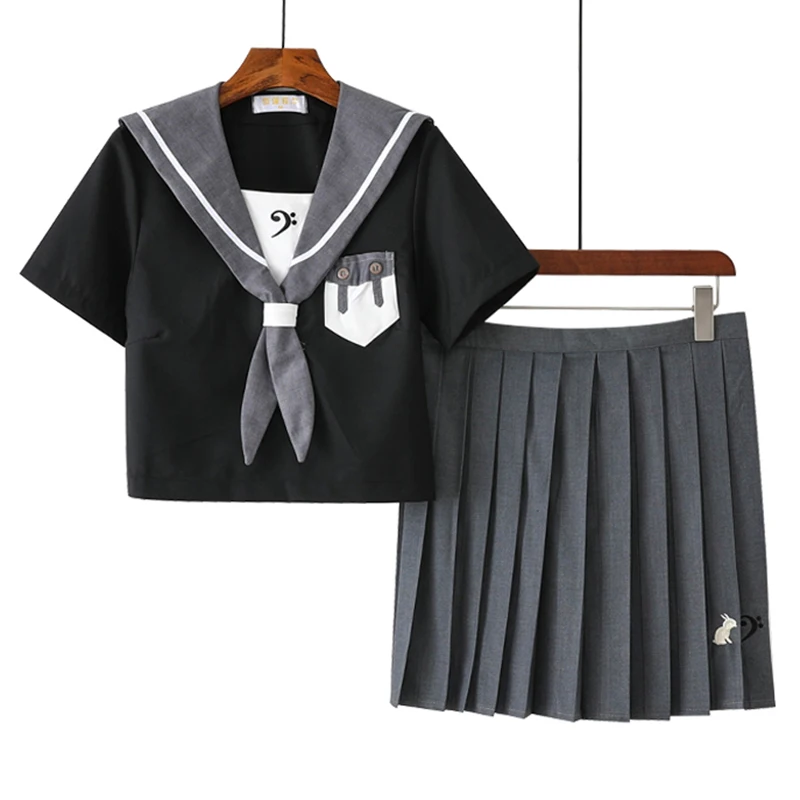 2020 Autumn Japanese School Uniforms For Girls Cute Long-length Sailor Tops Pleated Skirt Full Sets Cosplay JK Costume Series