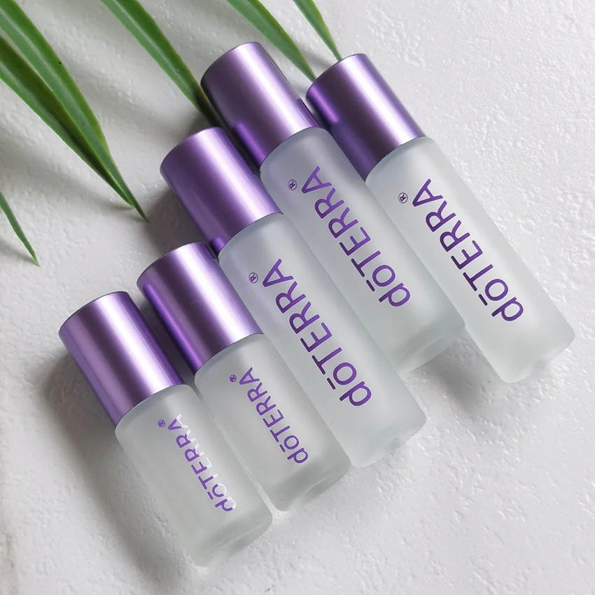 5ml 10ml חיוני שמן רול על בקבוקי עבה זכוכית בקבוקי רולר עם סגול מכסה ריק בושם בקבוקי מכולות צלוחיות זכוכית