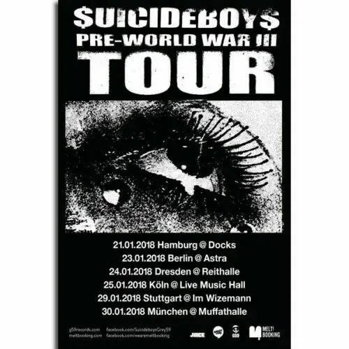 $UICIDEBOY$ SUICIDEBOYS Rap Hip Hop Music Tour Silk Fabric Wall Poster Art Decor Sticker Bright