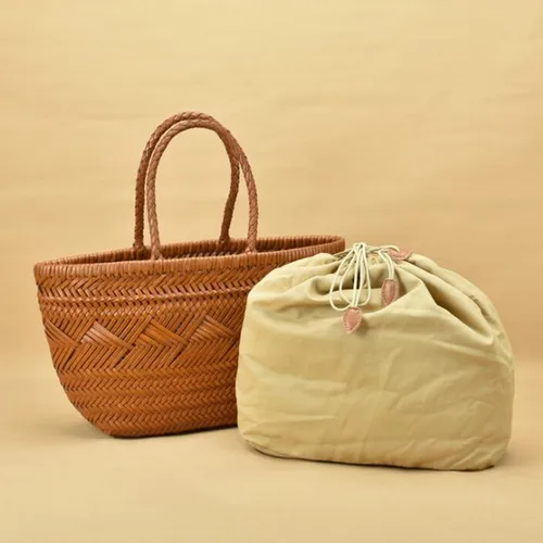 Imagen 2 del producto Bolso de hombro tejido a mano, bolsa de compras Vintage, cruzado, 100% cuero genuino, estilo francés, informal