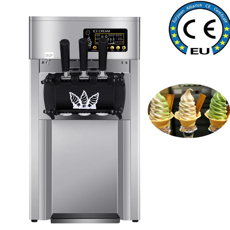 Best Selling 2100W  Soft Ice Cream Automatic Ice Cream Machine With 3 Flavors Cold Drink Shop Equipment