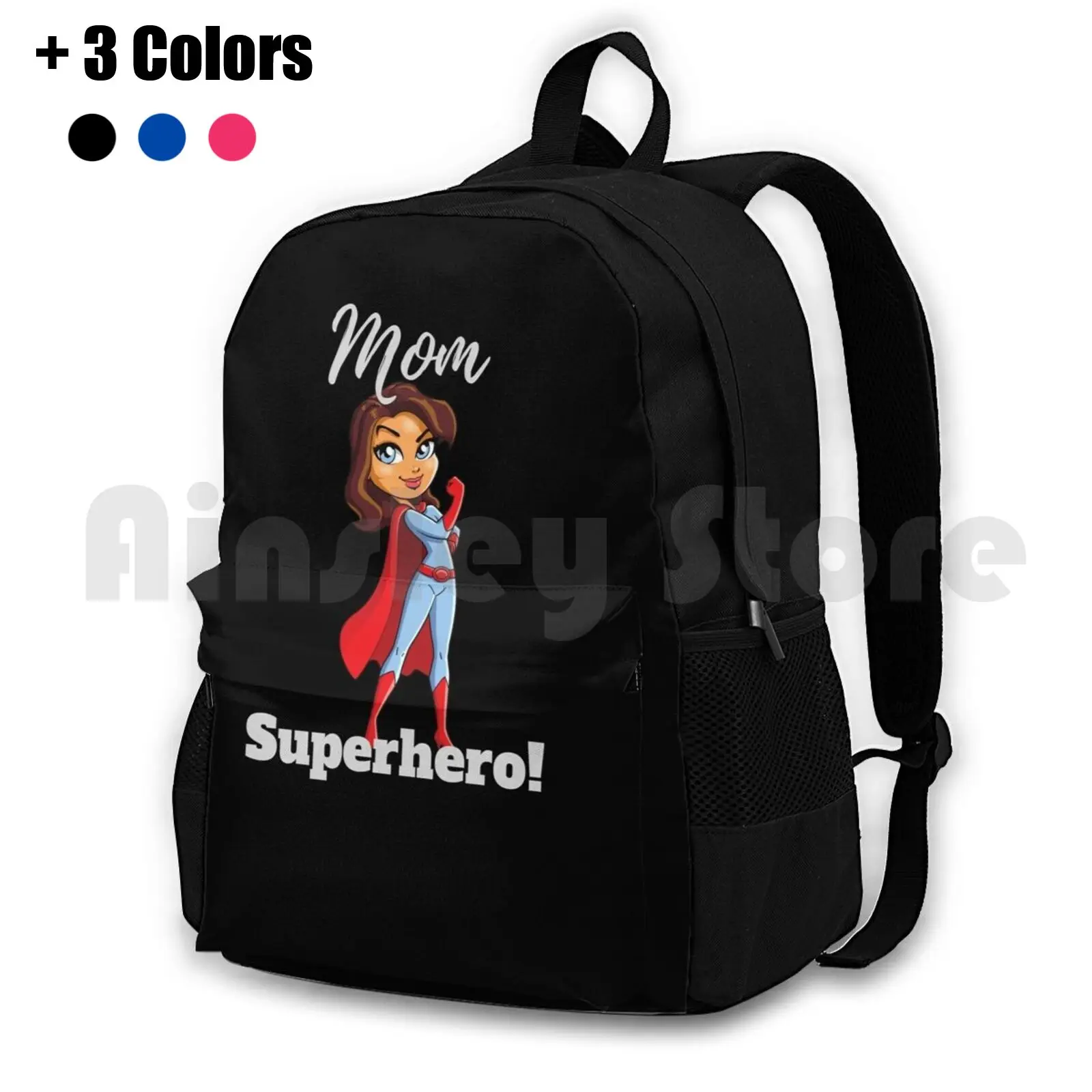 Mom Superhero Funny Outdoor Hiking Backpack Waterproof Camping Travel Mom Mother Mama Super Superhero Funny Humor