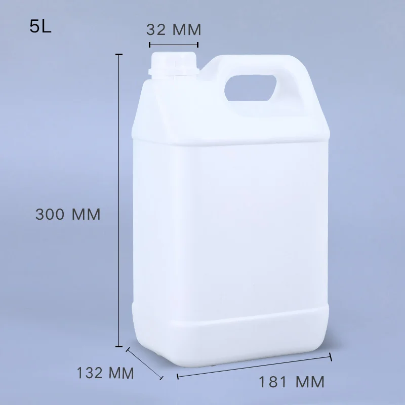 5L Empty Square Plastic Jerry Can Food Grade Thicken Liquid Container Essence Sample Leak Proof Bottle 1PCS