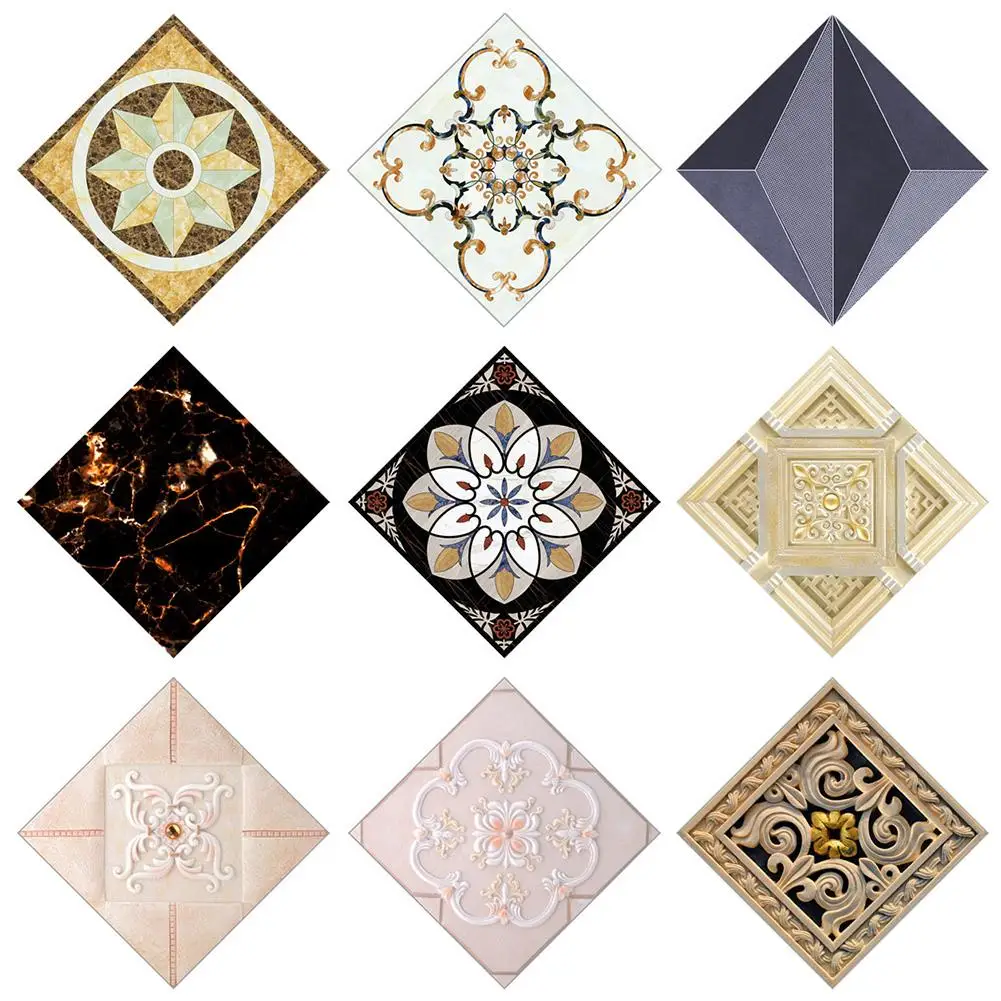 New 10Pcs Kitchen Bathroom Self-adhesive PVC Waterproof Floor Tile Diagonal Sticker floor stickers waterproof tiles