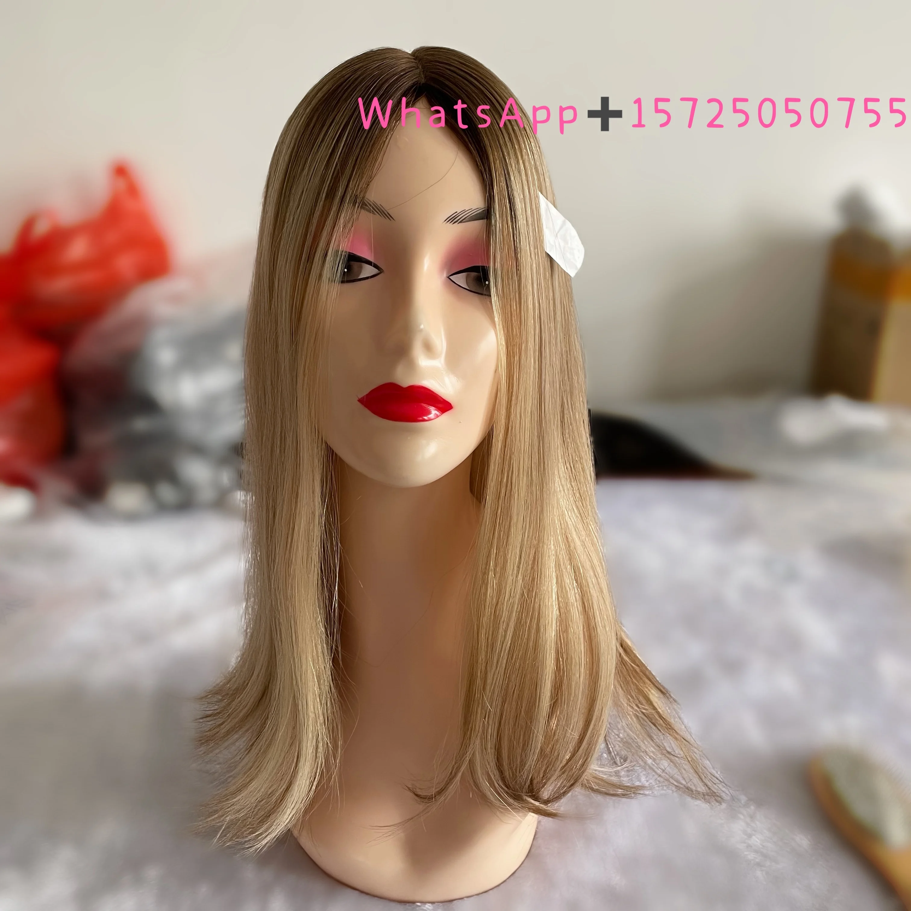 Blonde Kleur Donker Wortel Zijde Topper Nieuwe Collectie Blonde Topper Zacht Zijdeachtig Europese Maagd Menselijk Haar