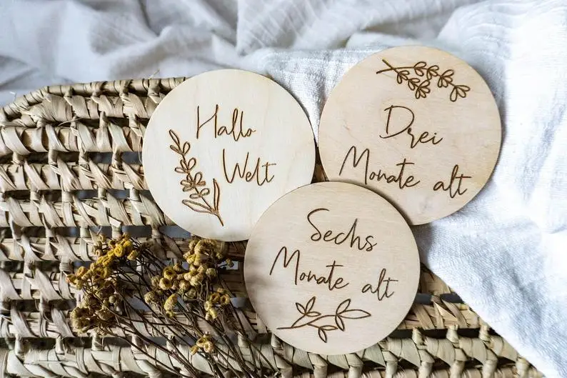 Disques en bois pour bébé, jalons en cadeau pour nouveau-né