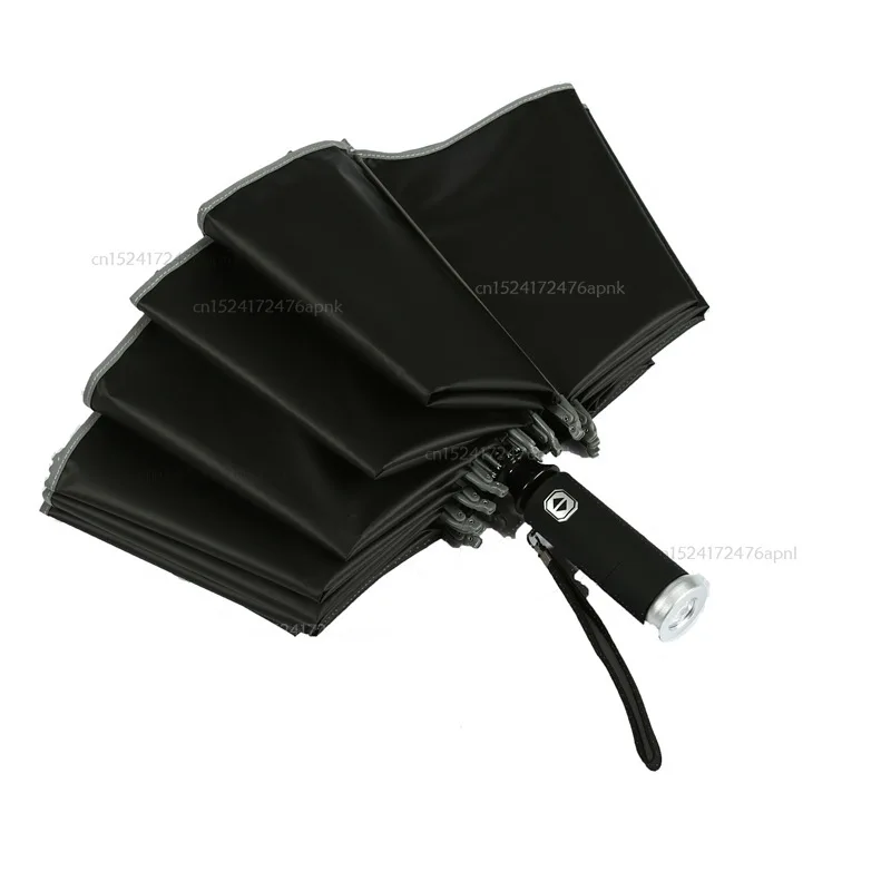 Youpin carro à prova de chuva protetor solar guarda-chuva reflexivo led lanterna iluminação tri-fold automático dobrável guarda-chuva 12 e 10 ossos