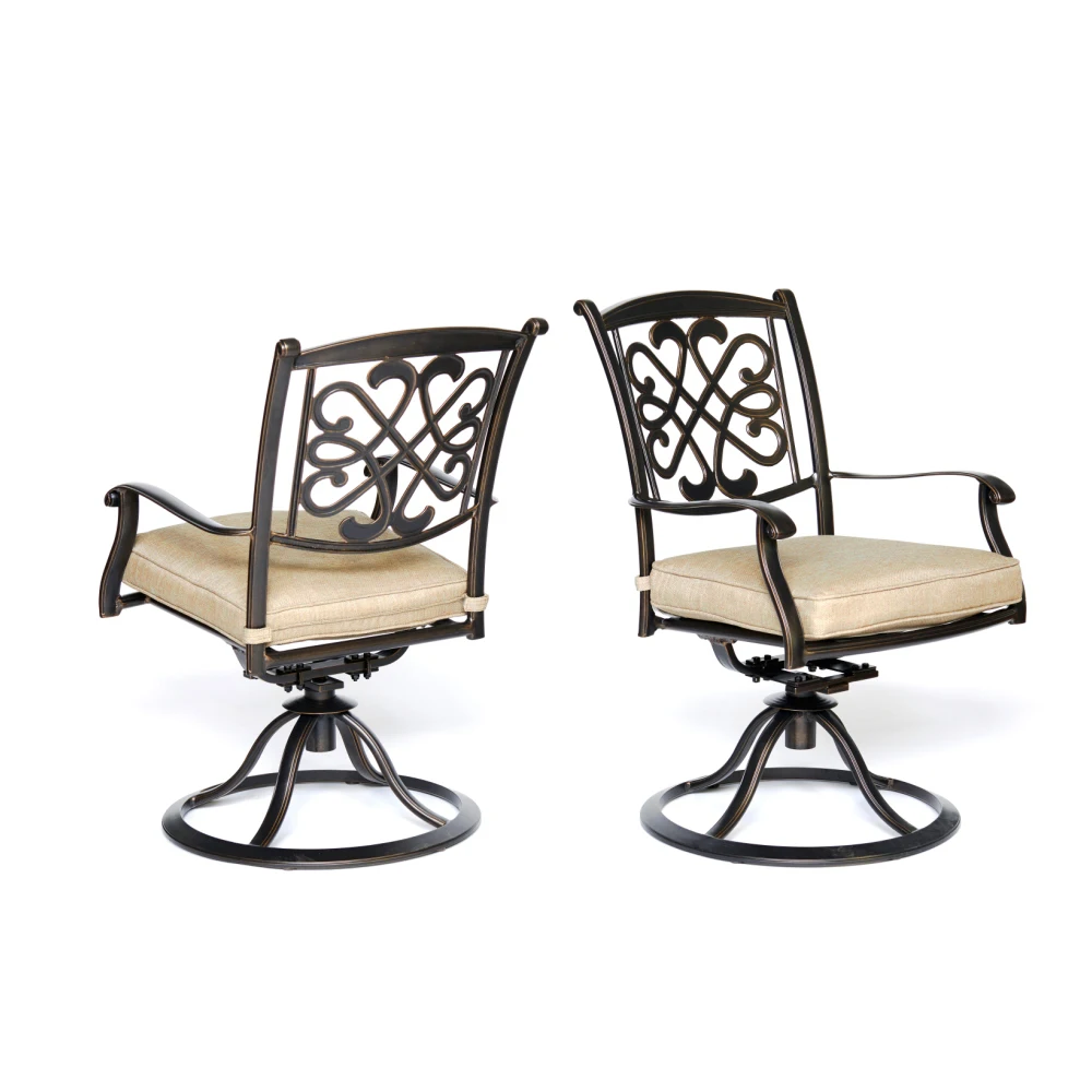 

US Warehouse Swivel chair 2 sets - Champagne gold Outdoor Furniture Set