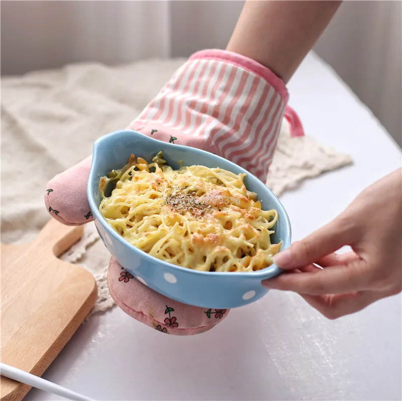 Ceramic Creative Baked Rice Plate Baking Pan Cheese Grilling Bowl Baking Pan Japanese Baking Oven Microwave Household