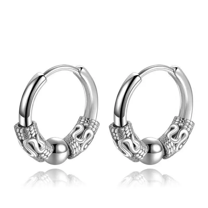 Small Ring Hoop Earrings for Men Women Fashion Vintage Filigree Earrings Silver Color Jewelry Beautiful Gifts