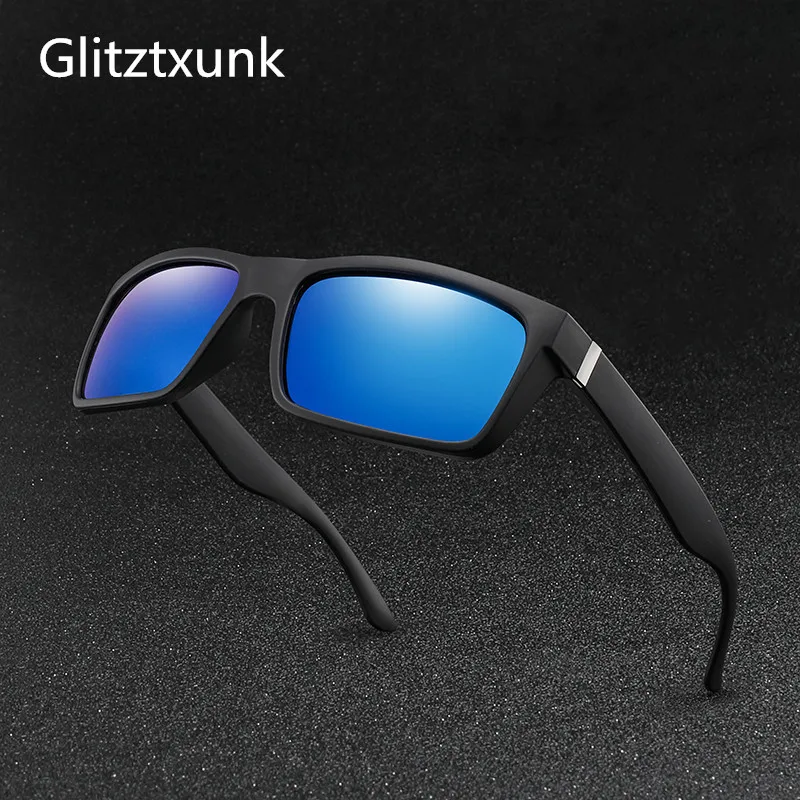 Glitztxunk Polarized Sunglasses Men's Brand Design Square Sun Glasses For Men Driving Shades Goggles UV400 Eyewear Gafas De Sol