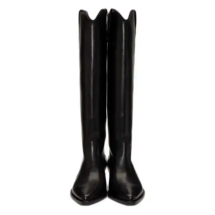 Inverno nero di pelliccia di alta della coscia stivali platform chunky spike tacco basso donna botas slittamento causale sul moto stivali militari