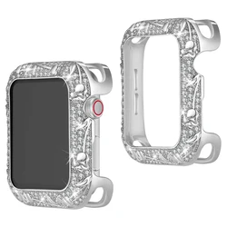 Bling Case for Apple Watch 41mm SE 7 6 5 4 3 40mm 45mm 44mm Stainless Metal Floral Carved Shiny Jewelry Protective Cover Bumper