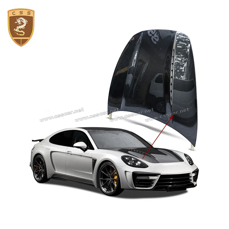 Real Carbon Fiber Front Engine Hood Cover For Porsche- Panamera 971 Topcar Design 2017+ Factory Customized Car Bonnet Hood Black