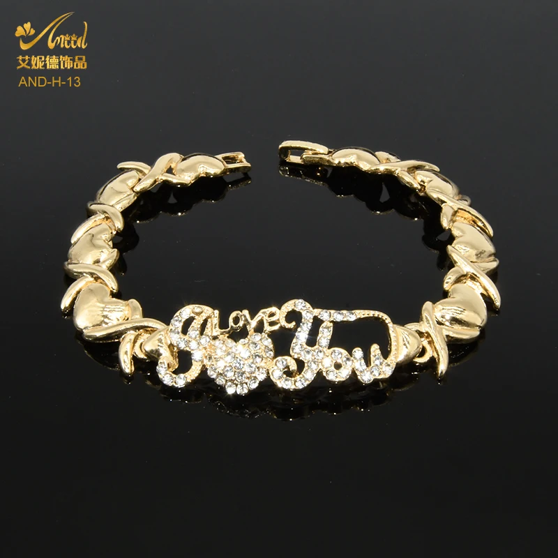 ANIID XOXO Dubai Gold Color Jewelery I Love You Necklace Earrings Sets For Woman Nigerian Jewellery Wedding Ethiopian African
