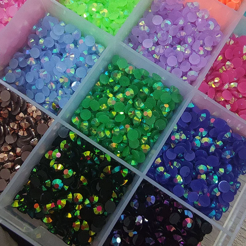 24000 sztuk 3mm żywica kryształki bez kleju (24*1000) Mix galaretki kolorowy lakier do paznokci Art FlatBack Glitters Gems kamienie w 24Girds Box &