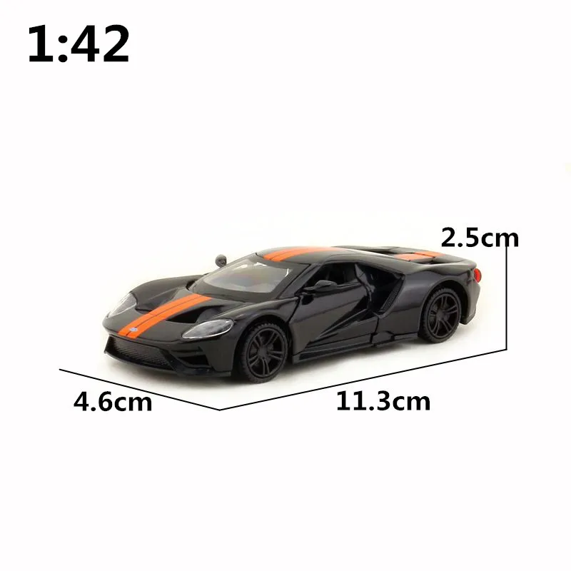 Diecast Metal Toy Model 1:42 Scale 2017 Ford GT Super Car Pull Back Doors Openable Educational Collection Gift Kid Match Box