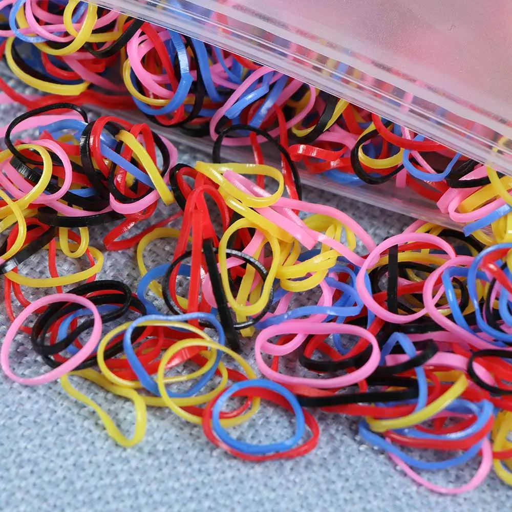 1000PCS Cute Colourful Rubber Ring Disposable Elastic Hair Bands Ponytail Holder Rubber Band Scrunchies Kids Hair Accessories100