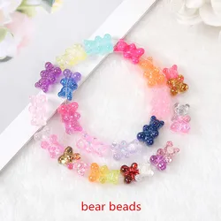 20Pcs 16*10mm Gummy Bear Beads Charms Flatback Glitter Resin Crafts with Perforate Hole For Necklace Pendant Bracelets Diy