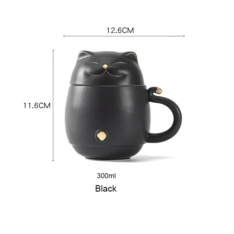 Imagem -05 - Caneca de Chá Cerâmica do Gato da Sorte de Luwu com Infuser Bonito com Tampa 300ml