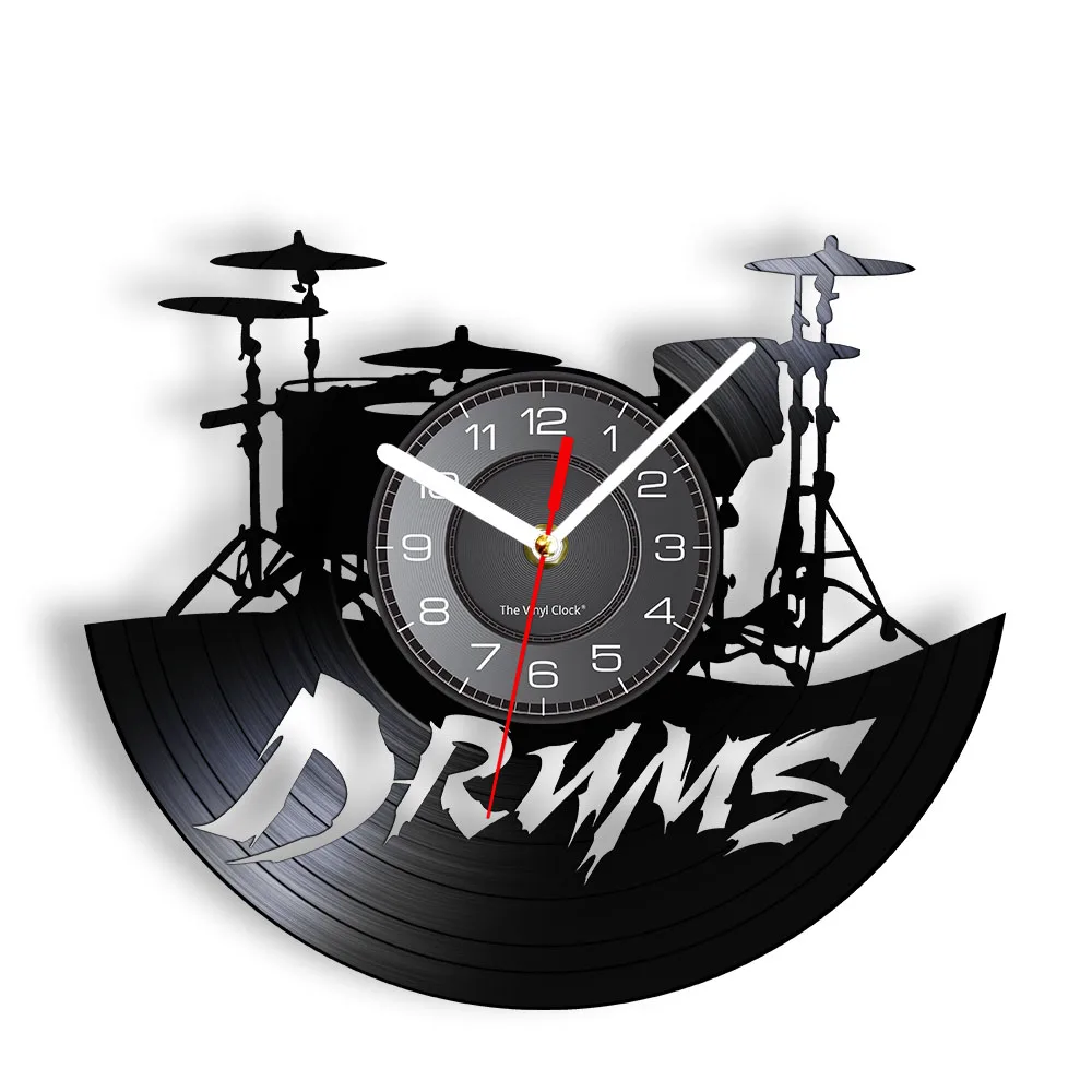 

Electric Drums Band Artwork Vintage Wall Clock Music Performance Decor Drum Set Timepiece Rock And Roll Watch Drummer Gift