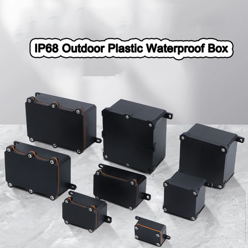 Waterproof IP68 Case Black Plastic Junction Box Sunproof Electrical Project Case Instrument Fire Retardant Junction Box Housing