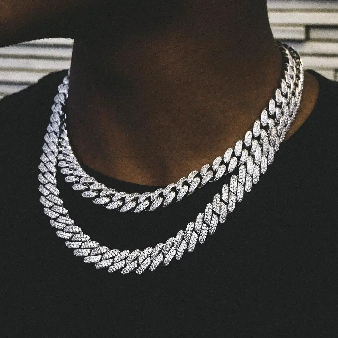 

12mm 5A cz cuban link chain bracelet necklace high quality heavy hip hop Rock men boy jewelry gold silver color