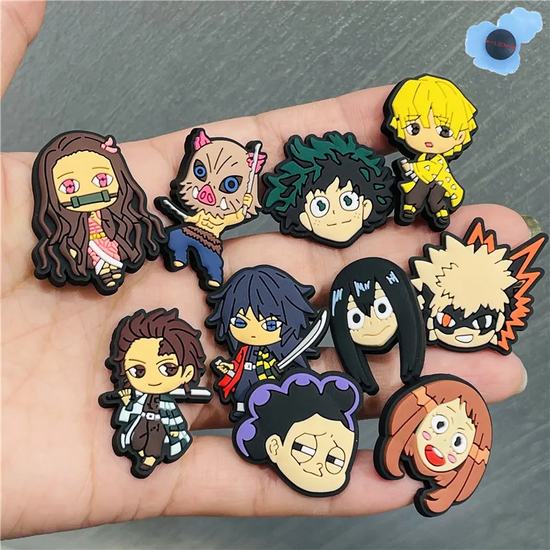 1Pcs PVC Shoe Charms Japan Comics Style Cartoon Warrior Accessories Shoes Buckle Decorations Fit Kids X-mas Party Gifts