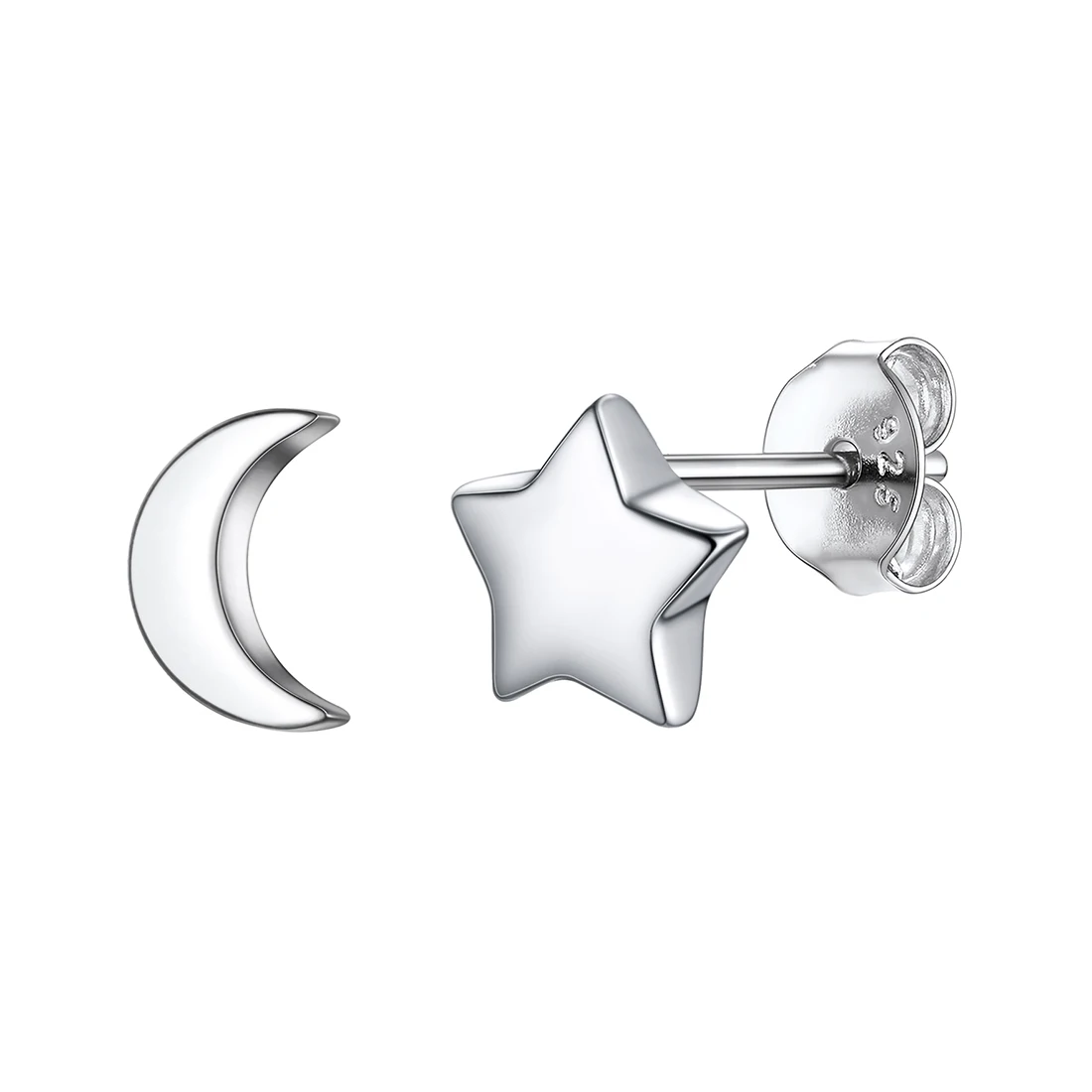 ChainsPro 925 Sterling Silver/14K Gold/Rose Gold Plated Heart/Moon/Star Stud Earrings For Women Fits Sensitive Ears JewelryCP690